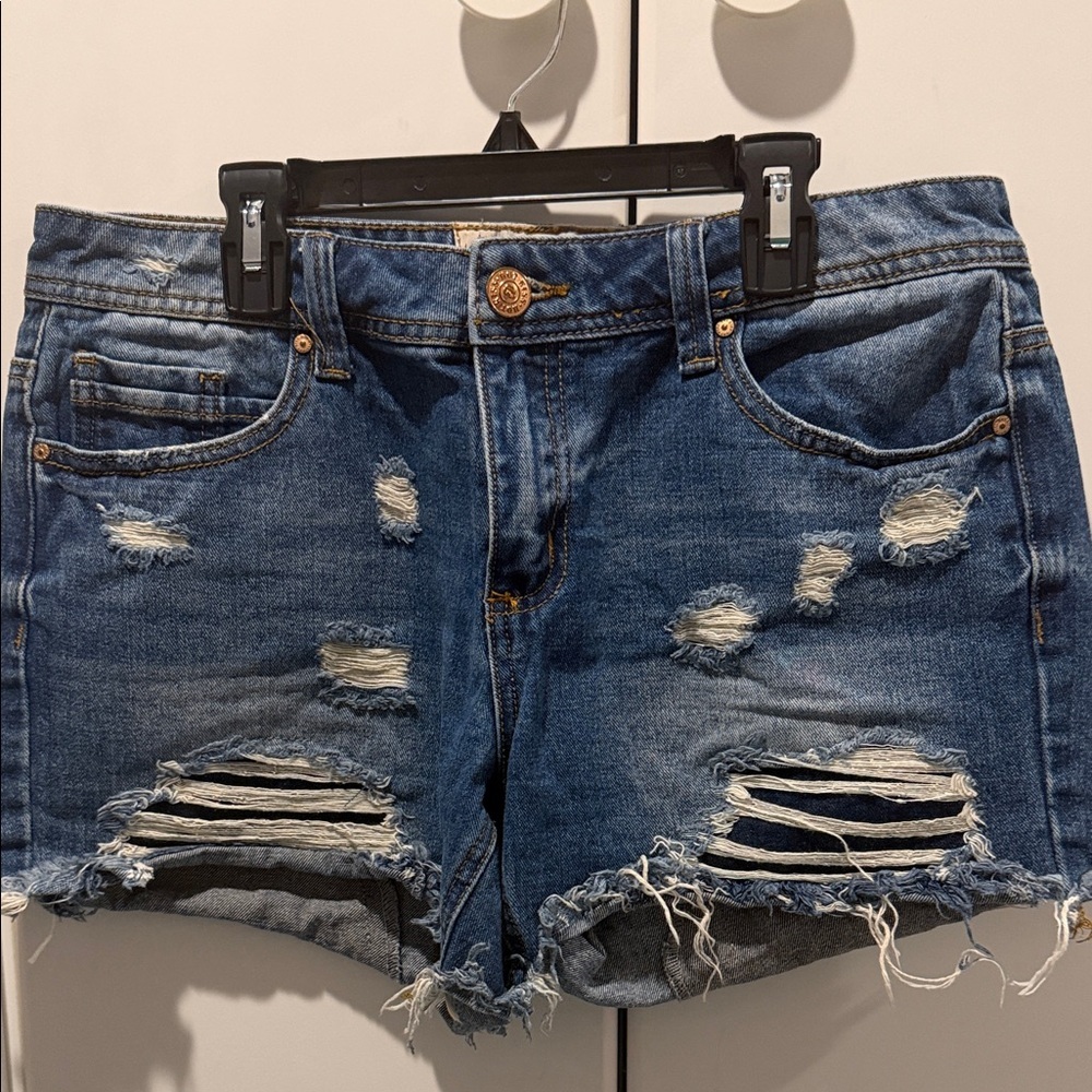 HOT KISS Distressed Blue Denim Shorts